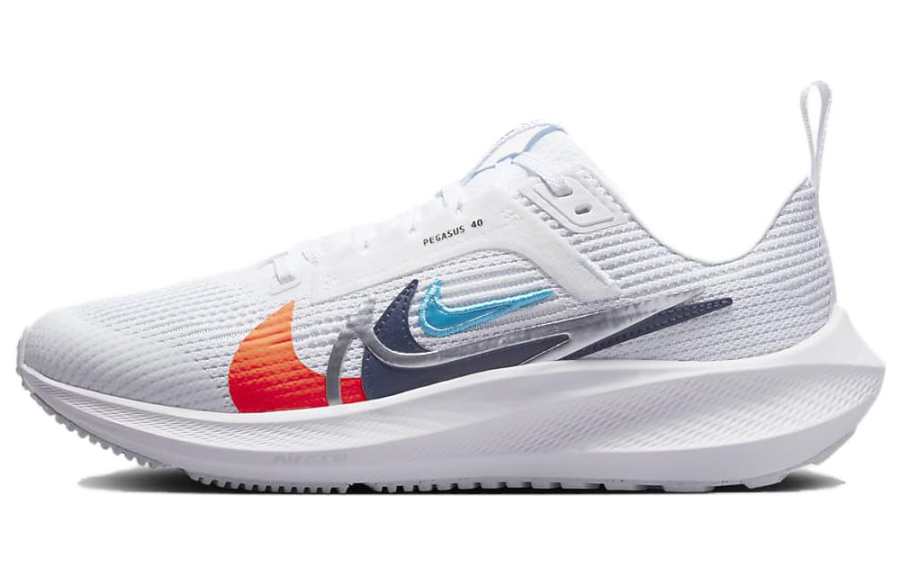 Nike Nike Air Zoom Pegasus 40 Slip Resistant, Abrasion Resistant, Breathable Low top Running Shoes White Gray Orange Unisex