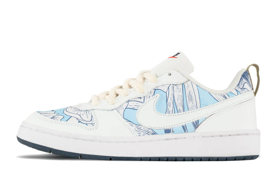 Nike Nike Court Borough Slip Resistant Abrasion Resistant Low top Kids' Skateboarding Shoes White Blue Teenagers