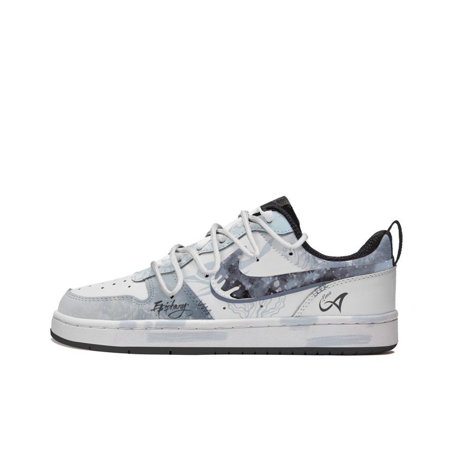 Nike Nike Court Borough P.M.S. Sea Slip Resistant Abrasion Resistant Low top Kids' Skateboarding Shoes Blue White Teenagers