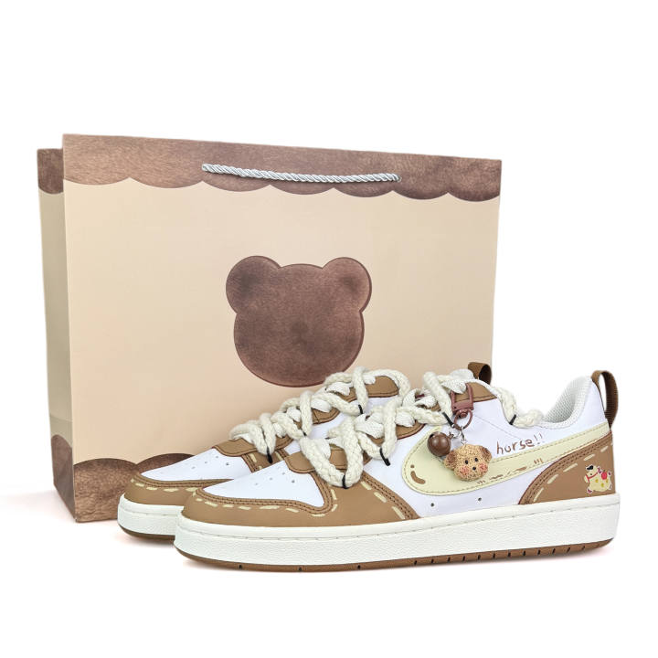 Nike Nike Court Borough Immediately Peaceful Abrasion Resistant Breathable Low top Kids' Skateboarding Shoes Brown Unisex