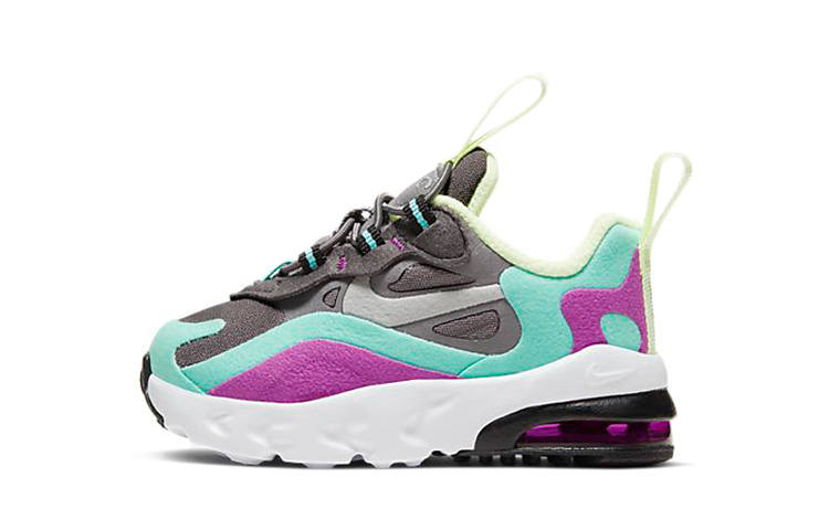 Nike Nike Air Max 270 React Low top Toddler Shoes Gray Blue Purple Infant And Toddler