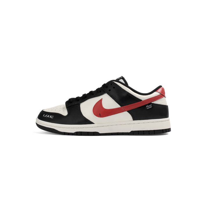 Nike Nike Dunk Black Leather Cushioning Abrasion Resistant Lightweight Cushioning Skateboard Shoes Black Red Kids'