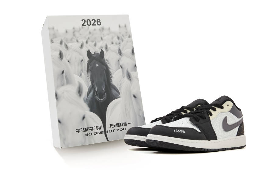 Jordan Jordan Air Jordan 1 Low Slip Resistant Abrasion Resistant Low top Children's Basketball Shoes Black Gray Teenagers