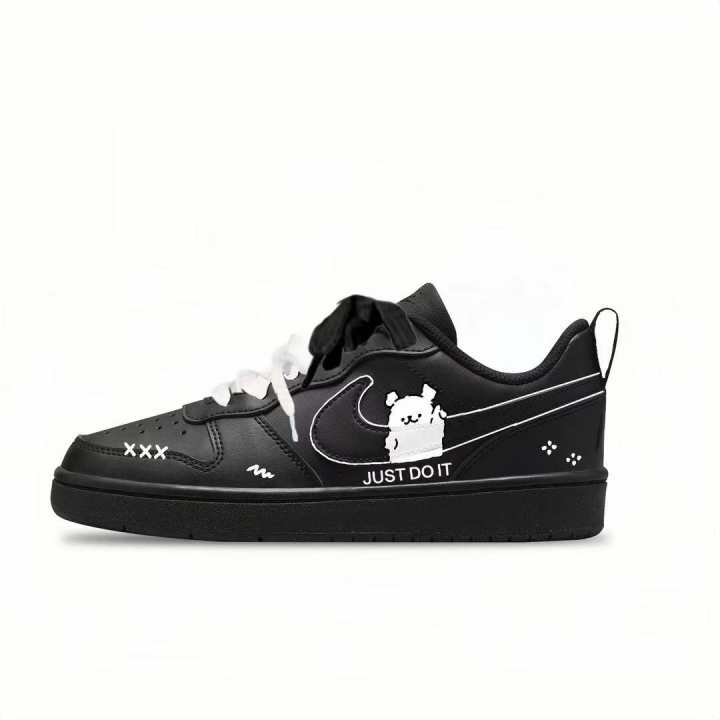Nike Nike Court Borough White Puppy Synthetic Leather Slip Resistant Abrasion Resistant Low top Kids' Skateboarding Shoes