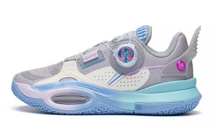 Li-Ning YOUNG Li Ning YOUNG Synthetic Leather Low top Basketball Shoes Gray White Kids'