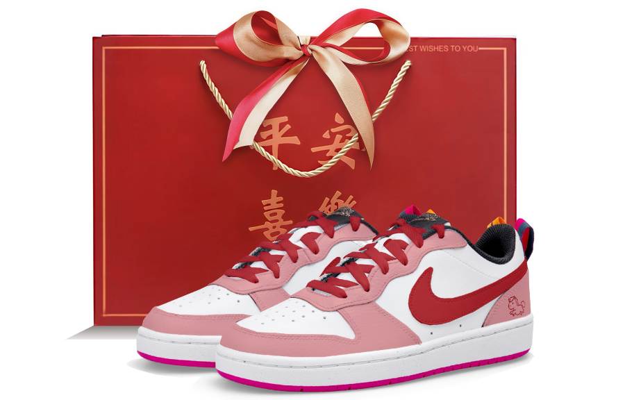 Nike Nike Court Borough Pink Pony Abrasion Resistant Low top Kids' Skateboarding Shoes Pink Teenagers