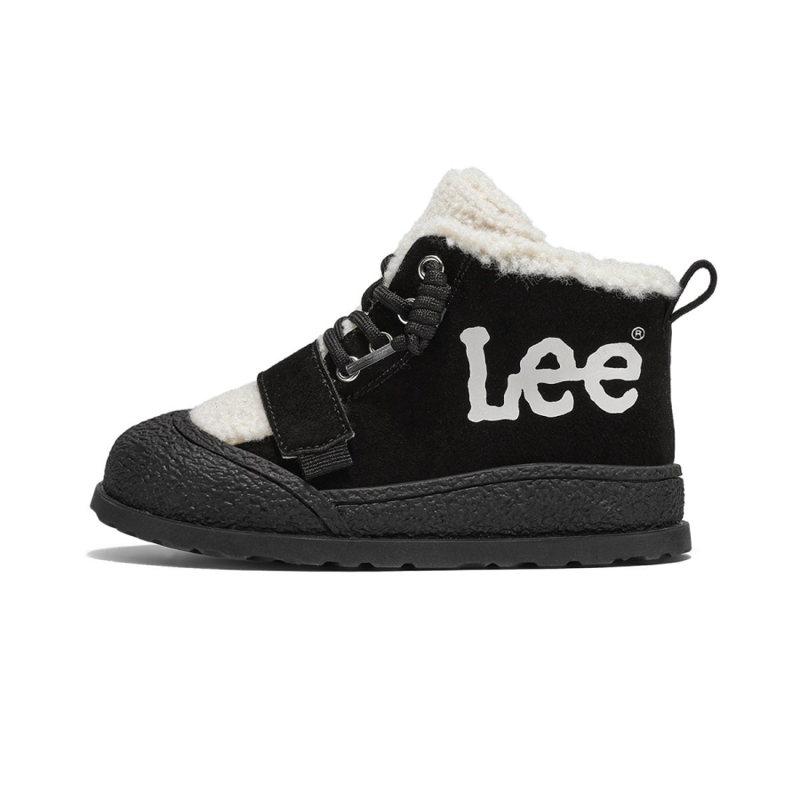 LEE KIDS Fleece Lined Thermal Slip Resistant Abrasion Resistant Fashion Versatile Kids' Snow Boots Black