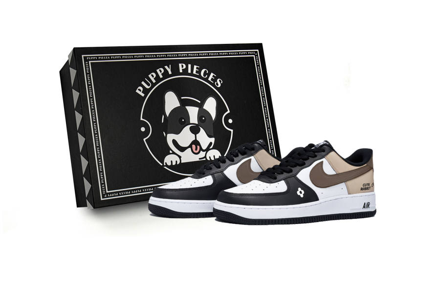 Nike Nike Air Force 1 Leather Low top Kids' Skateboarding Shoes White Brown Teenagers