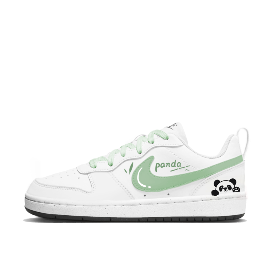 Nike Nike Court Borough Synthetic Leather Abrasion Resistant Low top Kids' Skateboarding Shoes White Green Teenagers