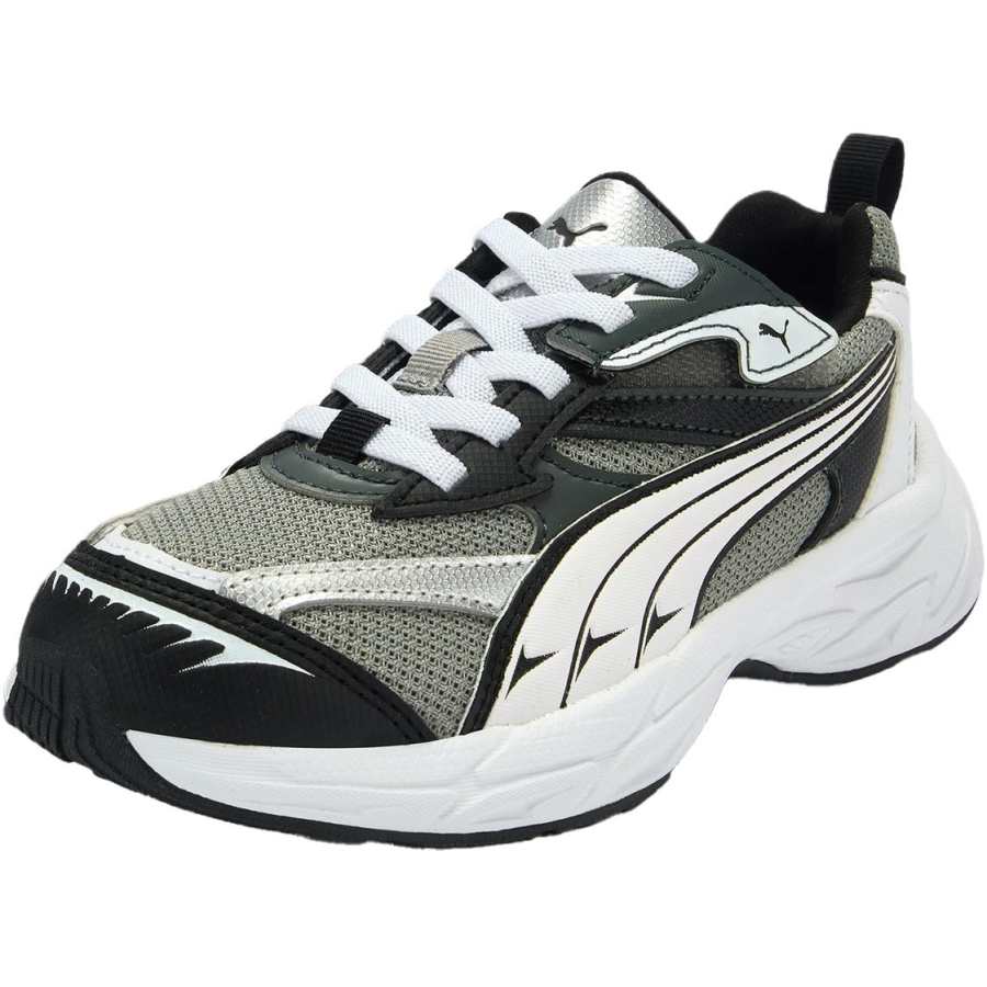 PUMA Morphic Abrasion Resistant Low top Kids Lifestyle Shoes Gray Black Children Aged 3 7 Years Old