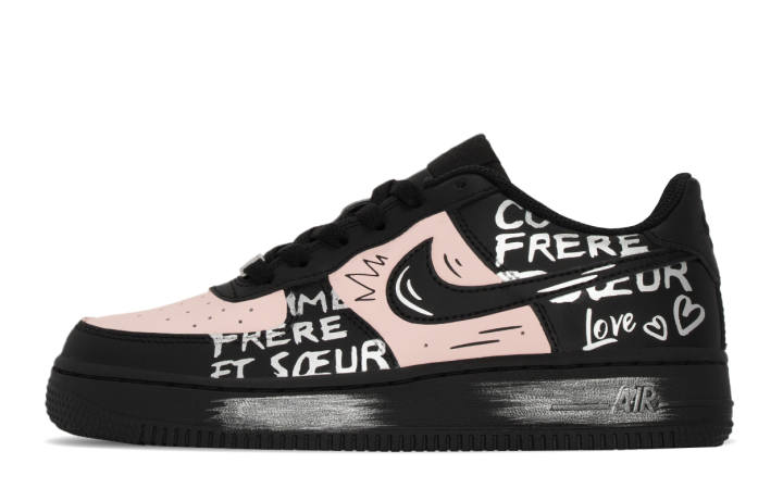 Nike Nike Air Force 1 Black Pinkism Slip Resistant Cushioning Slip Resistant Cushioning Low top Kids' Skateboarding Shoes