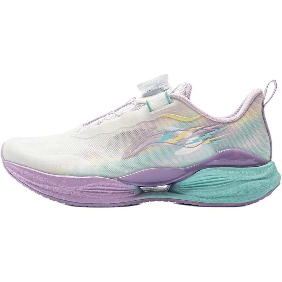 Li-Ning YOUNG Li Ning YOUNG Running Low top Running Shoes Standard White/Crayon Yellow/Condensed Purple Children Aged 3 7 Years Old