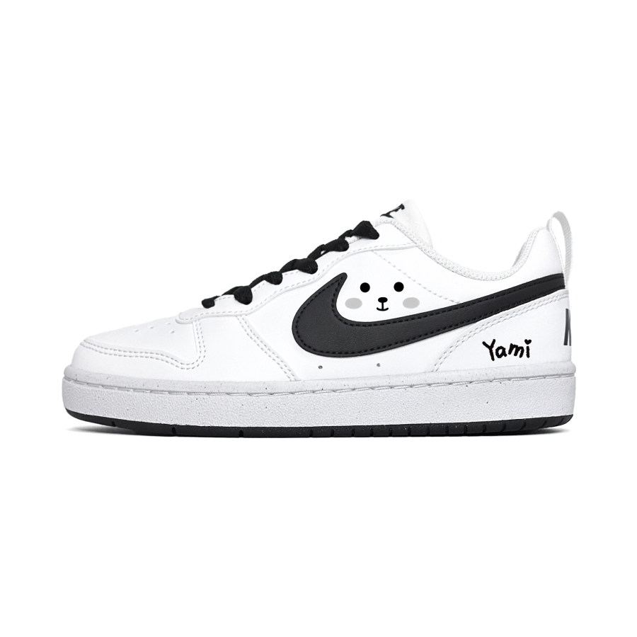 Nike Nike Court Borough Dazed Bear Synthetic Leather Abrasion Resistant Low top Kids' Skateboarding Shoes Black Teenagers