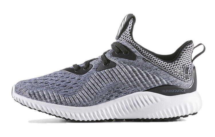Adidas Adidas AlphaBounce Em J Abrasion Resistant Low top Kids' Running Shoes Gray Teenagers