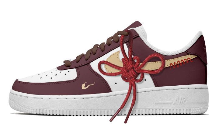 Nike Nike Air Force 1 Golden Snake Order Leather Abrasion Resistant Slip Resistant Low top Skateboard Shoes Gold Red Unisex