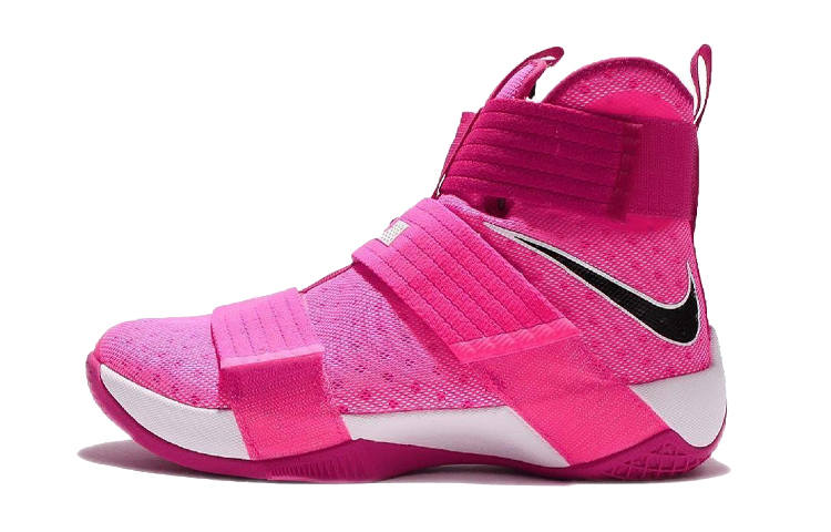 Nike Nike Lebron 10 Slip Resistant Cushioning Abrasion Resistant High top Basketball Shoes Neon Pink Unisex