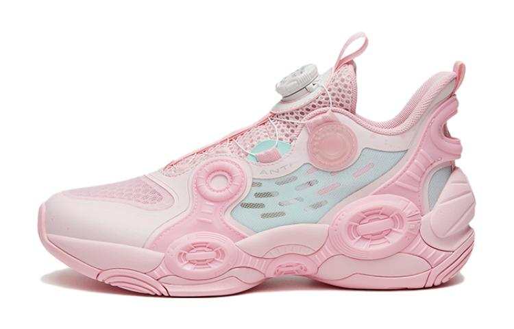 Antakids Synthetic Leather Slip Resistant Abrasion Resistant Mid top Basketball Shoes Pink Blue Teenagers