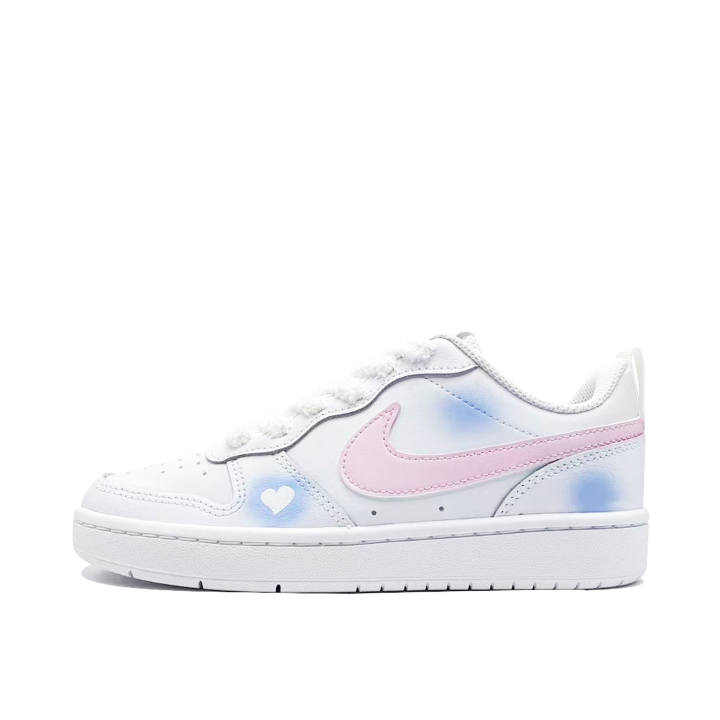 Nike Nike Court Borough Heartfelt Leather Slip Resistant Cushioning Abrasion Resistant Low top Skateboard Shoes White Pink