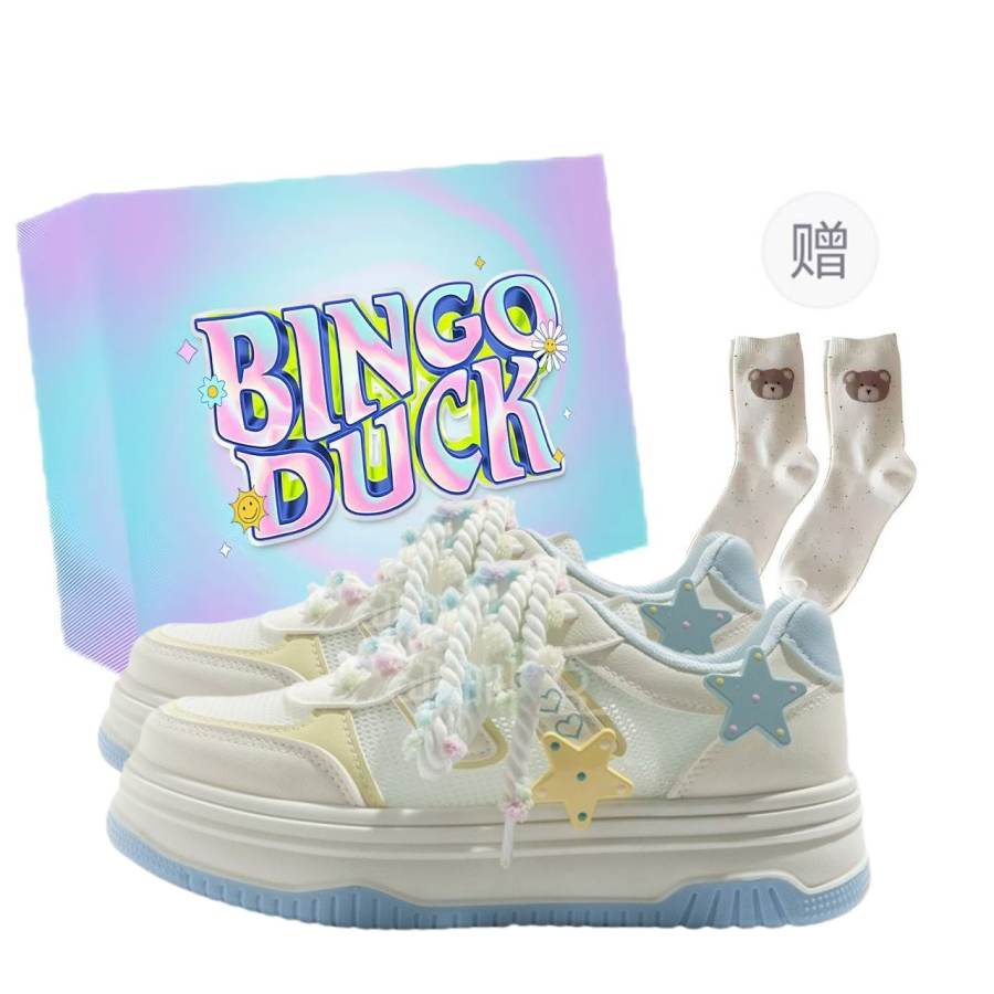 BINGO DUCK Slip Resistant Slip Resistant Low top Skateboard Shoes Women's Sky Blue
