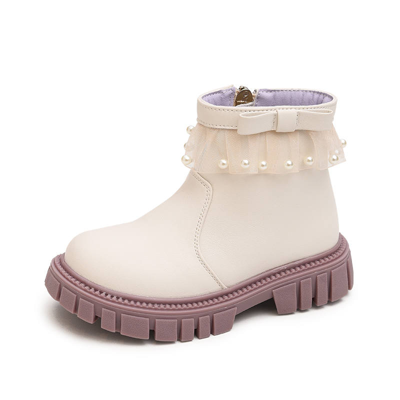 BODING BODING Fashion Slip Resistant Anti Kick Slip Resistant Anti Kick Mid top Kids' Boots Beige Kids'