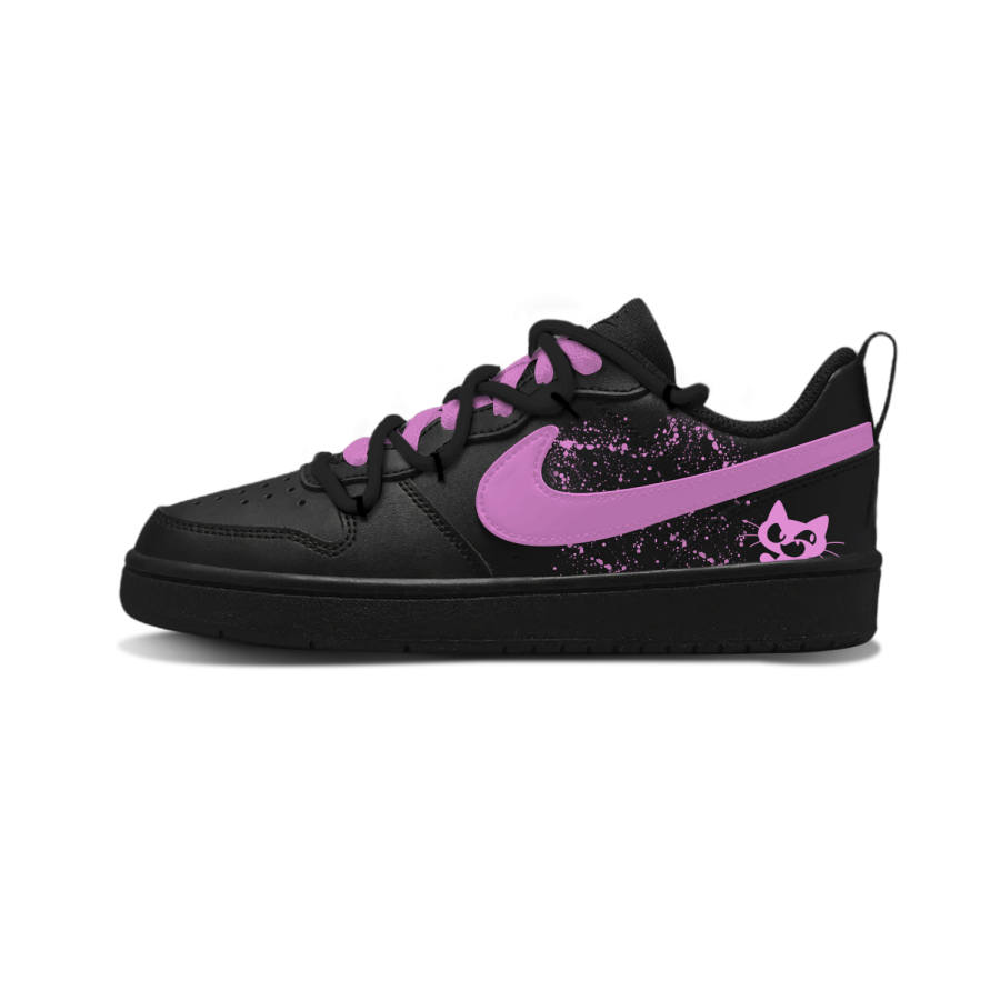 Nike Nike Court Borough Butterfly Pink Cat Synthetic Leather Slip Resistant Slip Resistant Low top Skateboard Shoes Black
