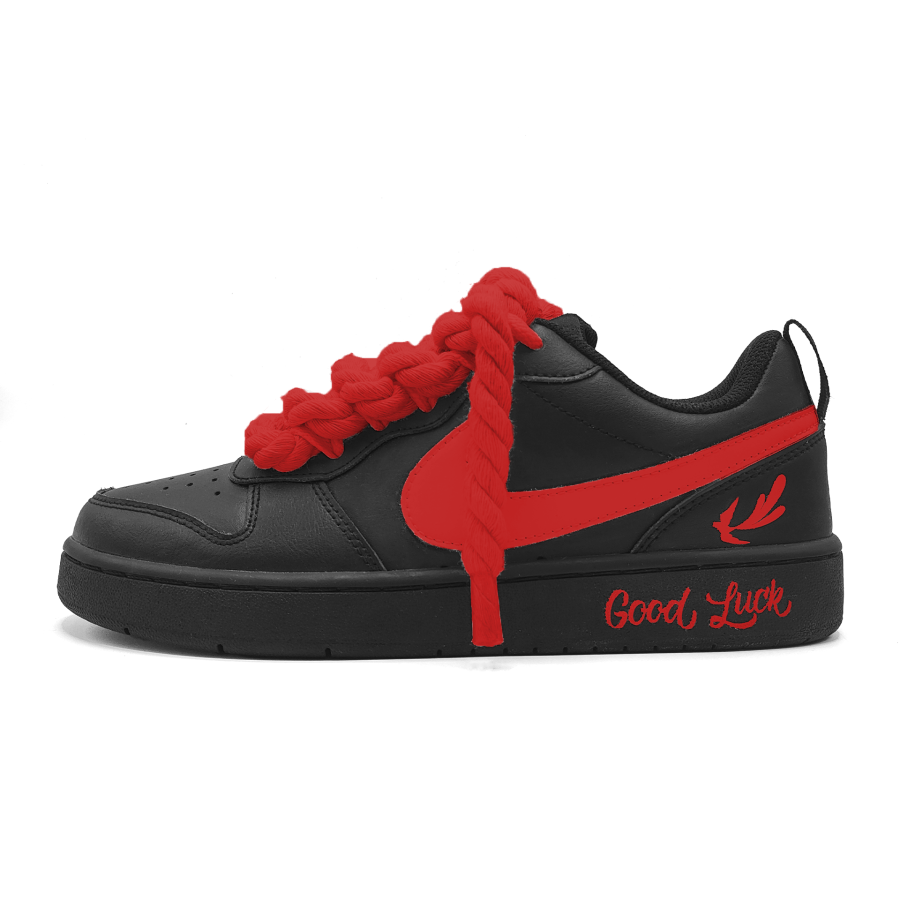 Nike Nike Court Borough Red Phoenix Leather Slip Resistant Slip Resistant Low top Kids' Skateboarding Shoes Black Teenagers