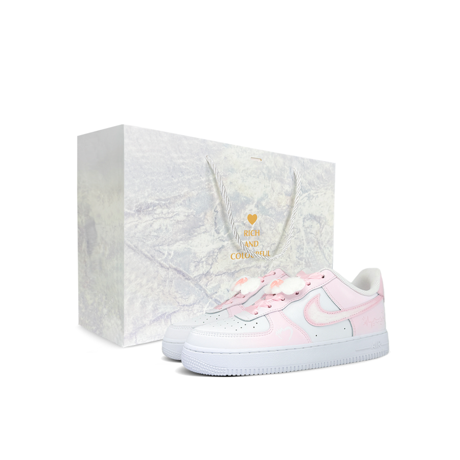 Nike Nike Air Force 1 LE Synthetic Leather Low top Kids' Skateboarding Shoes Pink Teenagers