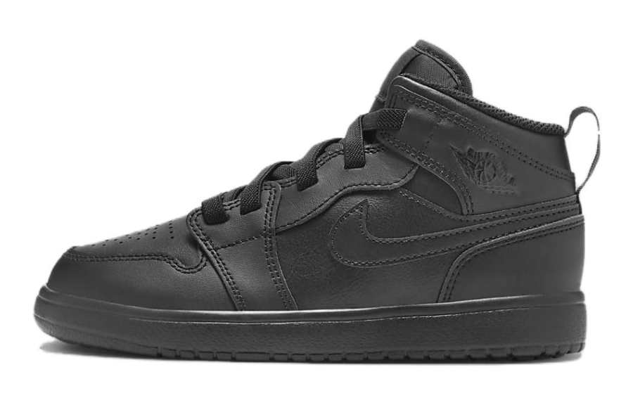 Jordan Jordan Air Jordan 1 Slip Resistant Abrasion Resistant Mid top Children's Basketball Shoes Black
