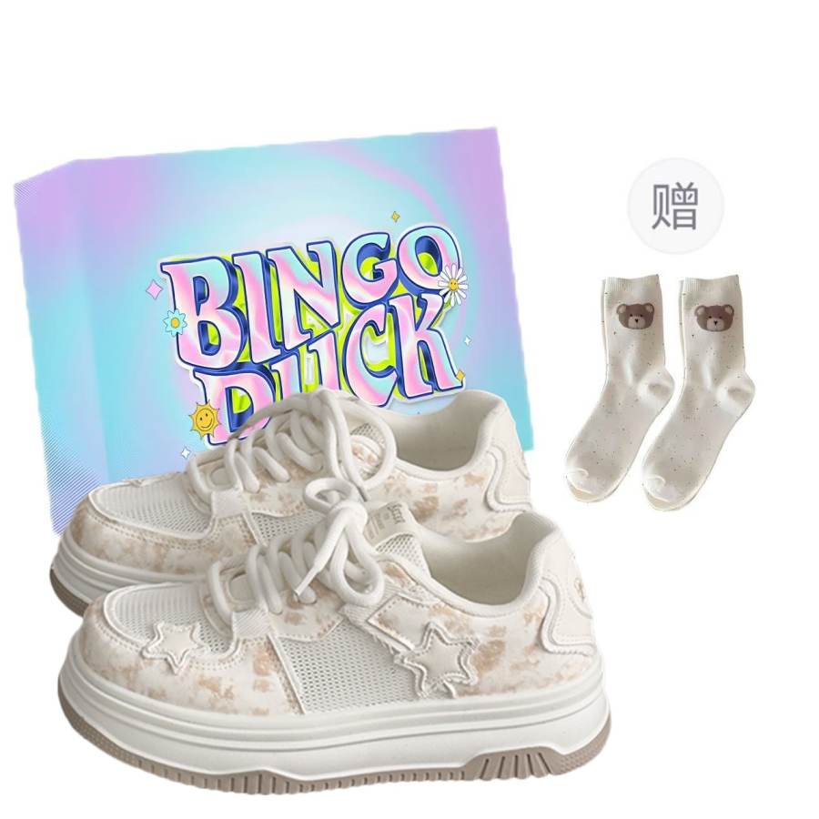 BINGO DUCK Mesh, Synthetic Leather Low top Skateboard Shoes Women's