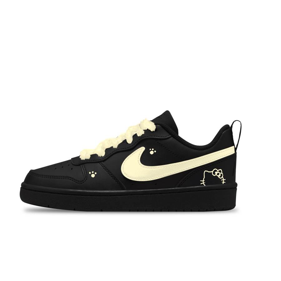 Nike Nike Court Borough Little Yellow Cat Slip Resistant Low top Kids' Skateboarding Shoes Black Unisex