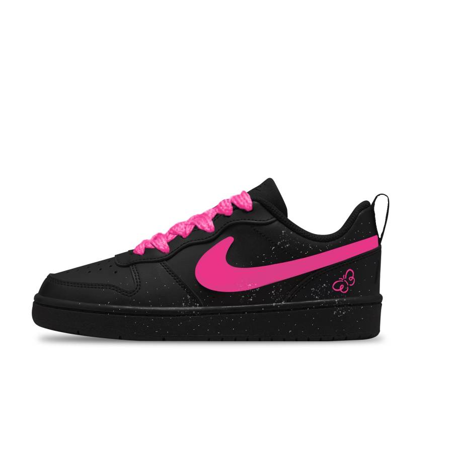 Nike Nike Court Borough Rose Butterfly Slip Resistant Abrasion Resistant Low top Kids' Skateboarding Shoes Black Pink Unisex