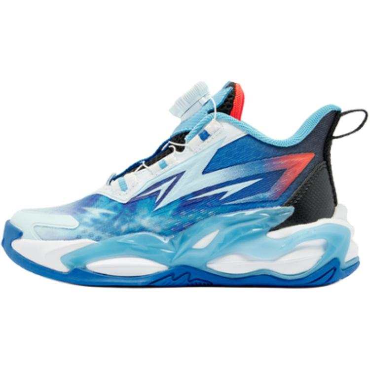 QIAODAN Cushioning Abrasion Resistant Cushioning, Wear Resistant Low top Children's Basketball Shoes Ranch Blue/black