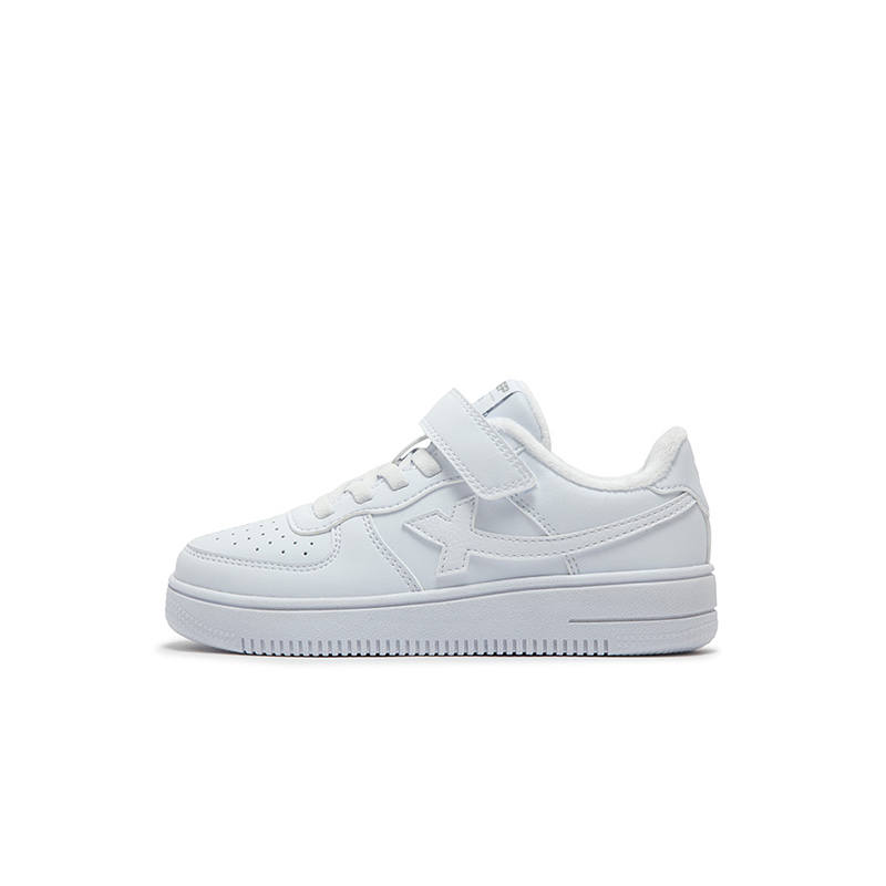 XTEP Fleece Lined Thermal Slip Resistant Abrasion Resistant Children's Cotton Shoes New White New Metallic Silver Kids'