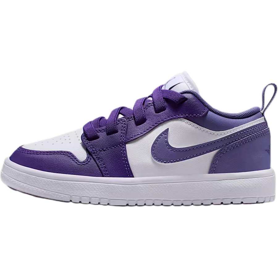 Jordan Jordan 1 Abrasion Resistant Low top Children's Basketball Shoes Purple White Children Aged 3 7 Years Old