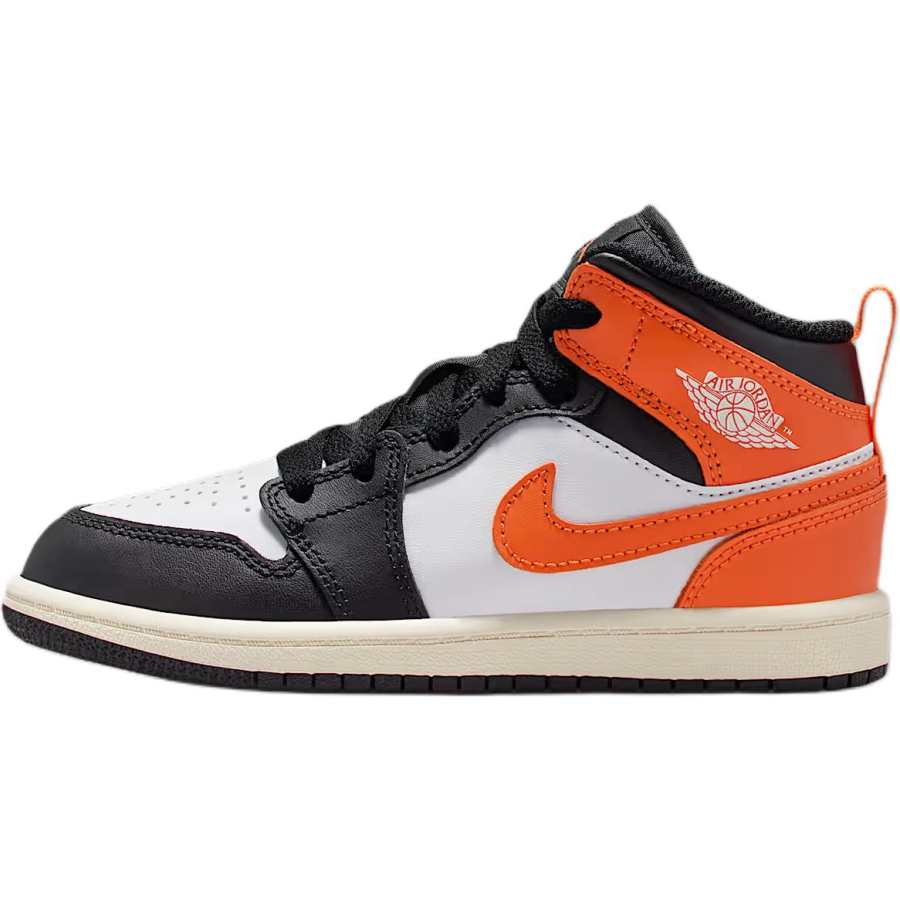 Jordan Jordan Air Jordan 1 Abrasion Resistant Abrasion Resistant Mid top Children's Basketball Shoes White Black Red