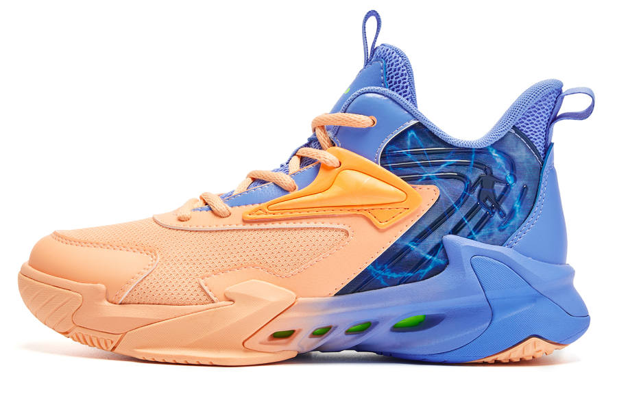 QIAODAN Illustrator Fabric Low top Basketball Shoes Orange Blue Unisex
