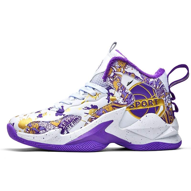 KUDING Microfiber Leather Cushioning Thermal High top Basketball Shoes Unisex