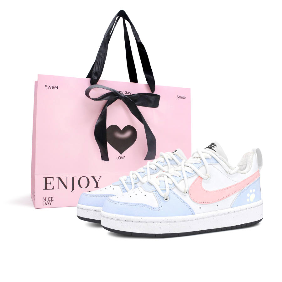 Nike Nike Court Borough Blue Pink Kitten Double Shopping Bag Synthetic Leather Slip Resistant Abrasion Resistant