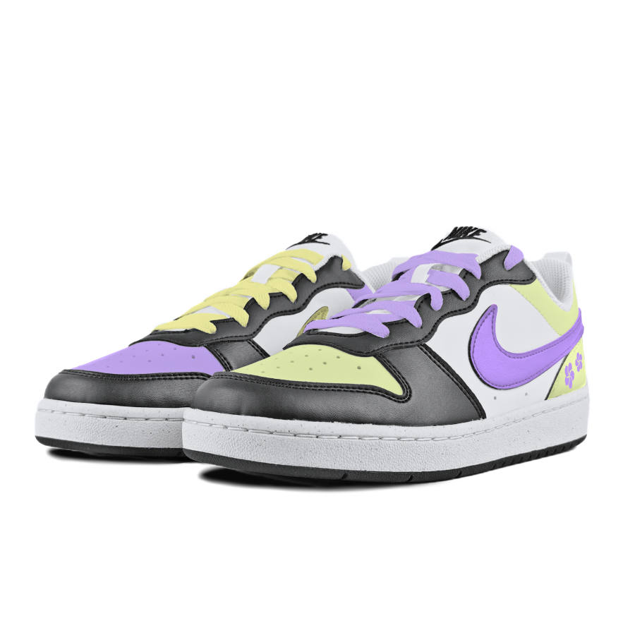 Nike Nike Court Borough Purple Yellow Grape Scent Slip Resistant Abrasion Resistant Low top Kids' Skateboarding Shoes White
