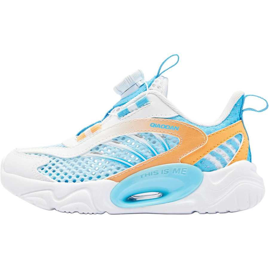 QIAODAN Comfortable Slip Resistant Cushioning Low top Kids Lifestyle Shoes Blue White Children Aged 3 7 Years Old