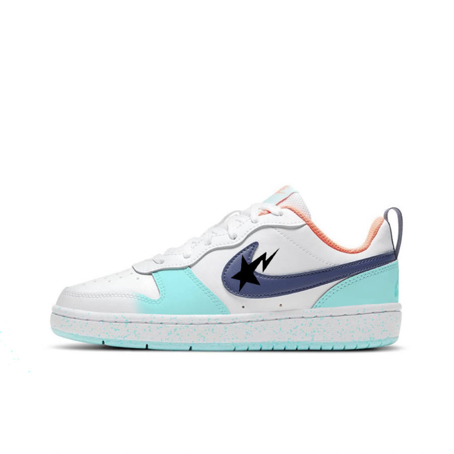 Nike Nike Court Borough 2 Leather Low top Skateboard Shoes White Blue Kids'