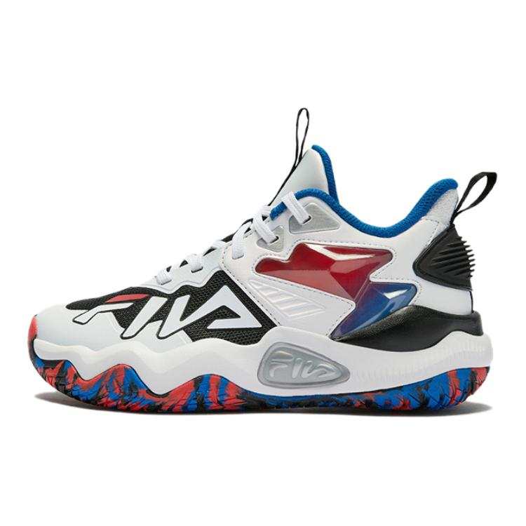 FILA KIDS Storm Slip Resistant And Breathable Low top Children's Basketball Shoes White/Black/Blue/Red