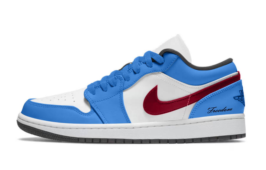 Jordan Jordan Air Jordan 1 Glamor Blue Abrasion Resistant Low top Children's Basketball Shoes Blue Teenagers