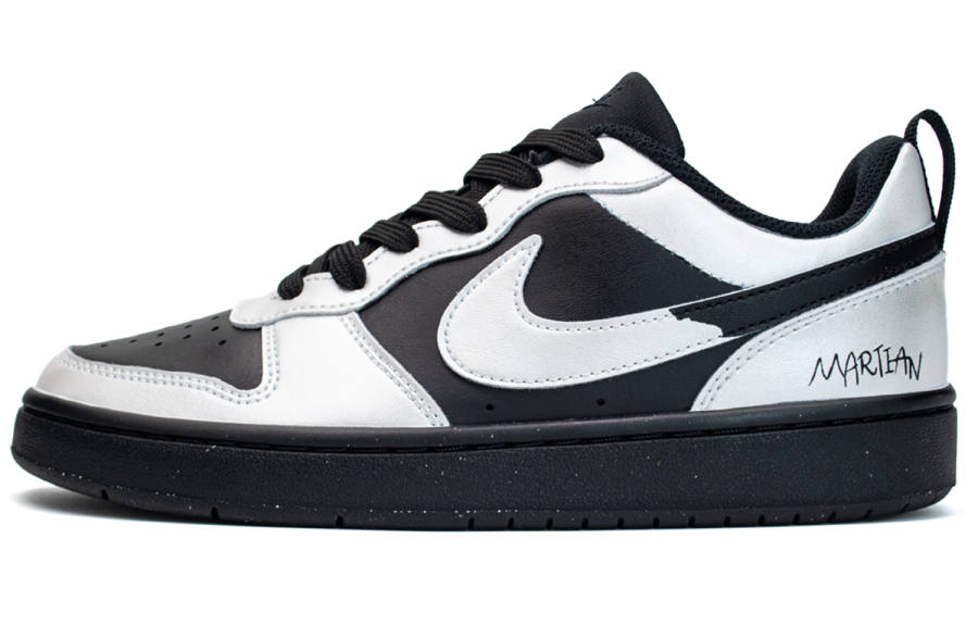 Nike Nike Dunk Slip Resistant Abrasion Resistant Low top Kids' Skateboarding Shoes Black Silver Teenagers