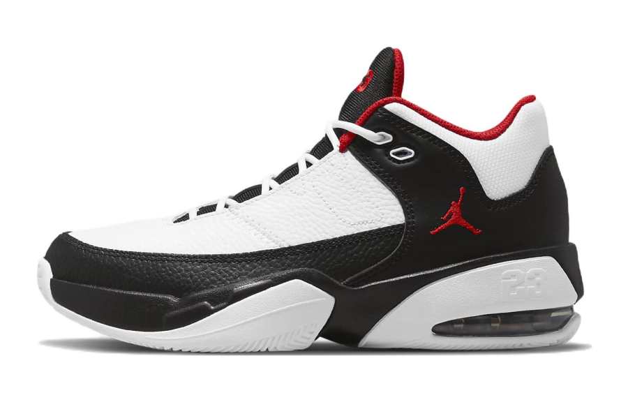 Jordan Jordan Max Aura 3 Slip Resistant Cushioning Abrasion Resistant Mid top Performance Basketball Shoes Black White Red