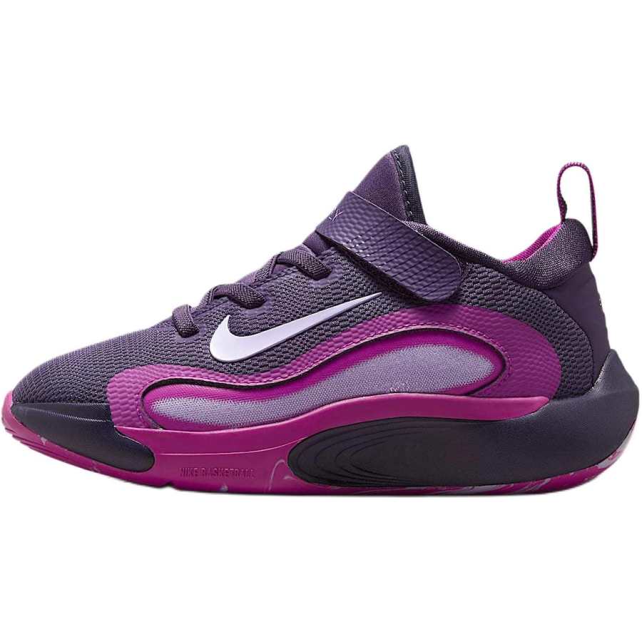 Nike Nike ISOFLY Slip Resistant Abrasion Resistant Low top Children's Basketball Shoes Purple Children Aged 3 7 Years Old