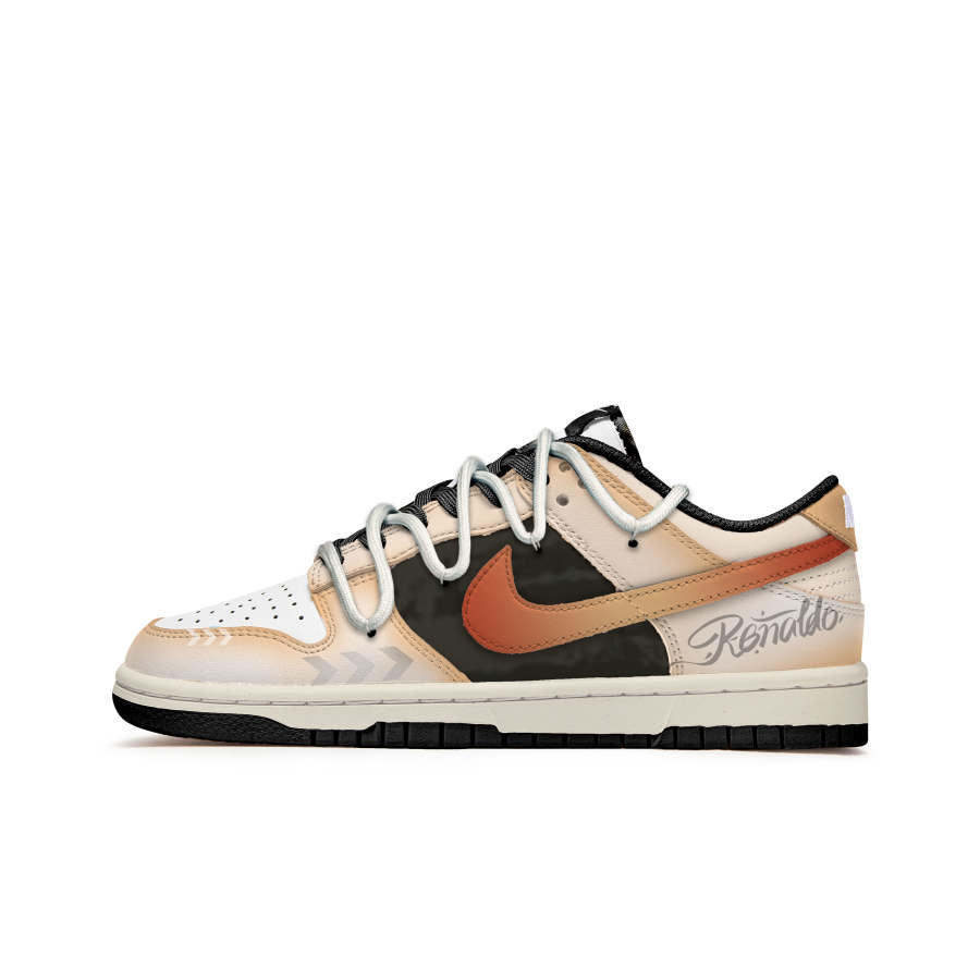 Nike Nike Dunk Orange Shadow Graffiti Slip Resistant Abrasion Resistant Low top Kids' Skateboarding Shoes Orange White