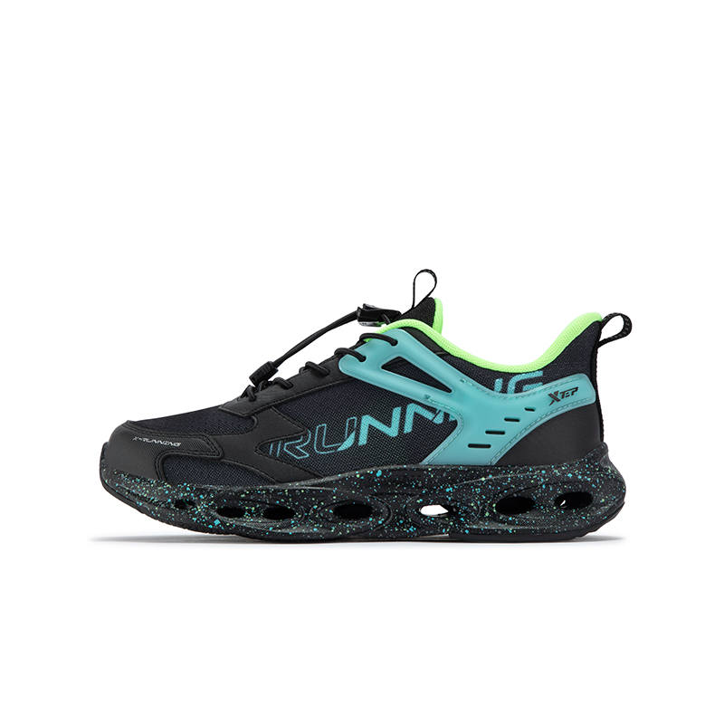 XTEP Cushioning Spin Running Shoes Black Aurora Green Teenagers