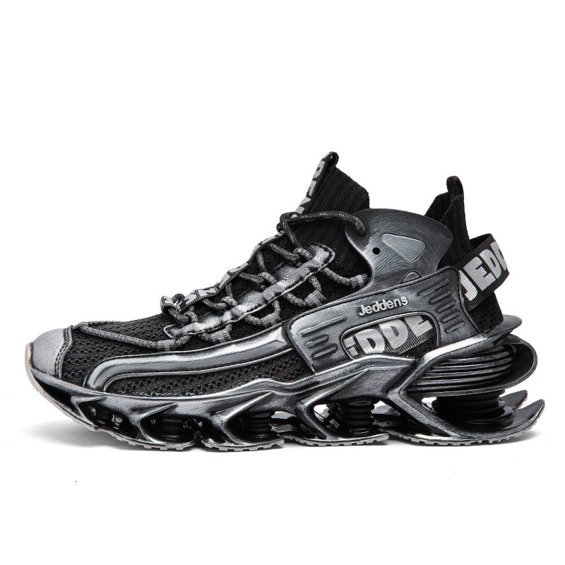 JIEDENGSHI Height Increasing Blade Shoes Mesh Breathable Mid top Kids Lifestyle Shoes Black Teenagers
