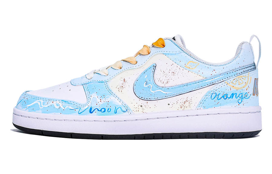 Nike Nike Court Borough Maris Sal Bubbles Synthetic Leather Low top Kids' Skateboarding Shoes Blue White Yellow